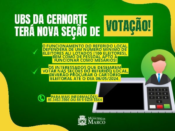 Cartório Eleitoral abre possibilidade de nova seção de votação: Participe e influencie as eleições!